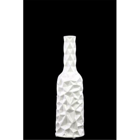 URBAN TRENDS COLLECTION Ceramic Round Bottle Vase With Wrinkled Sides, Medium - White 24443